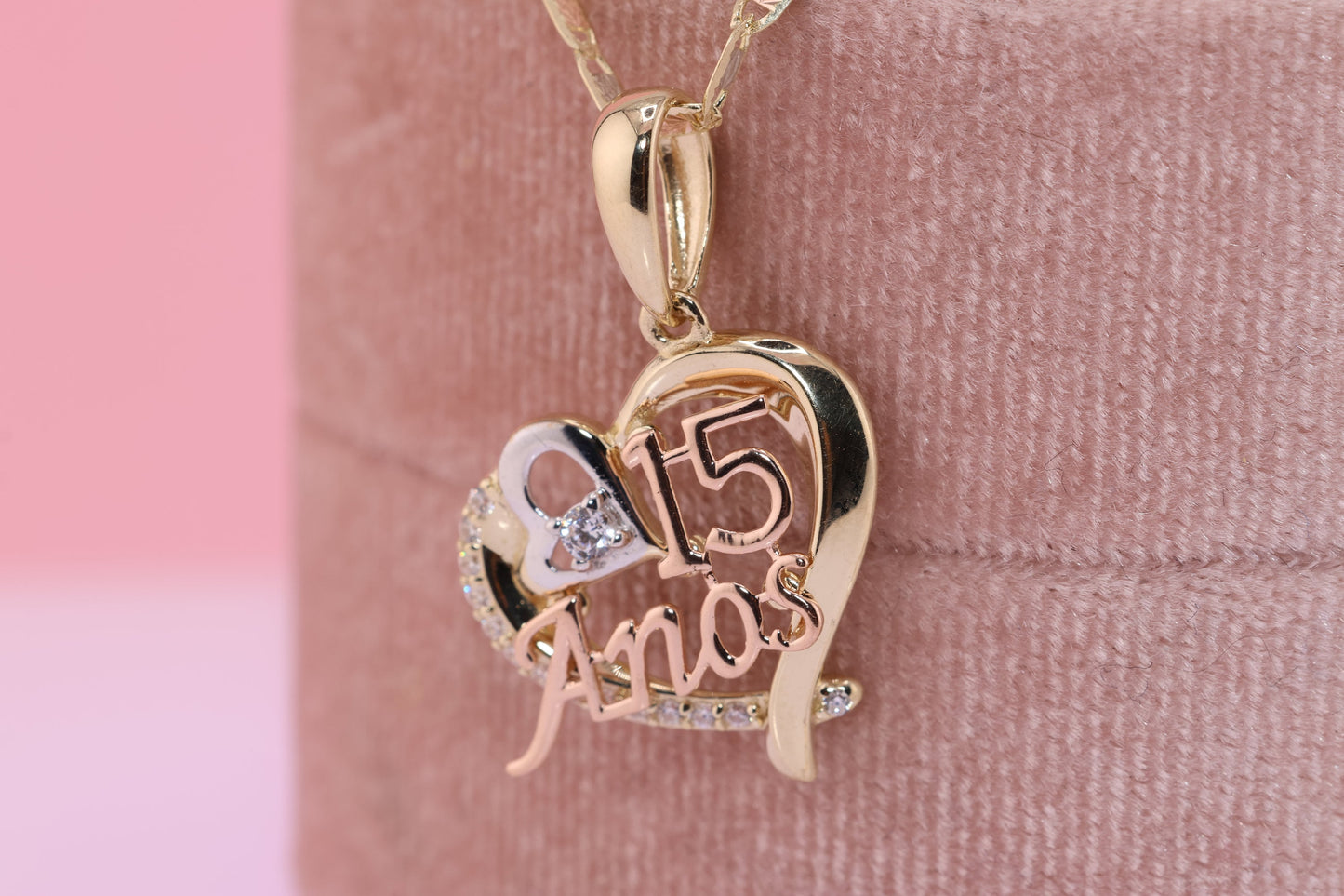 14K Gold 15 Anos Quinceanera Pendant G