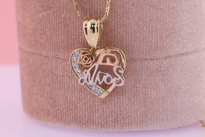 14K Gold 15 Anos Quinceanera Pendant D