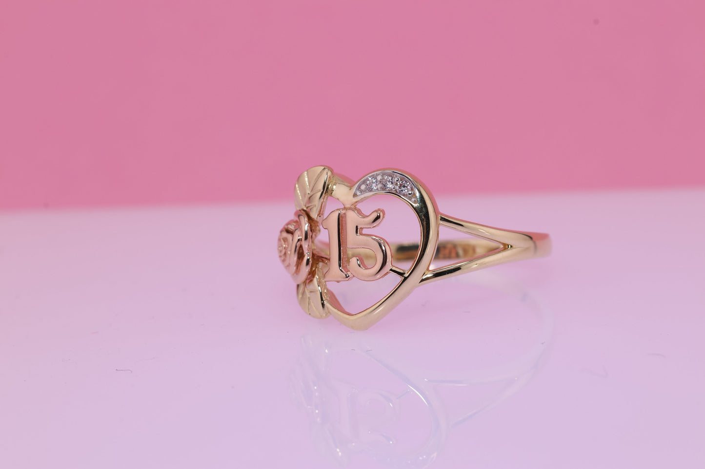 14K Gold 15 Anos Quinceanera Crown Ring S