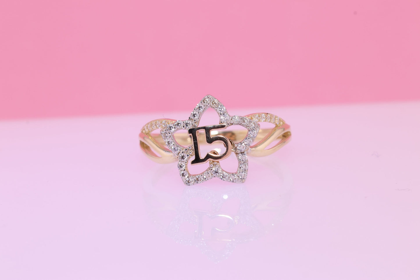 14K Gold 15 Anos Quinceanera Crown Ring O