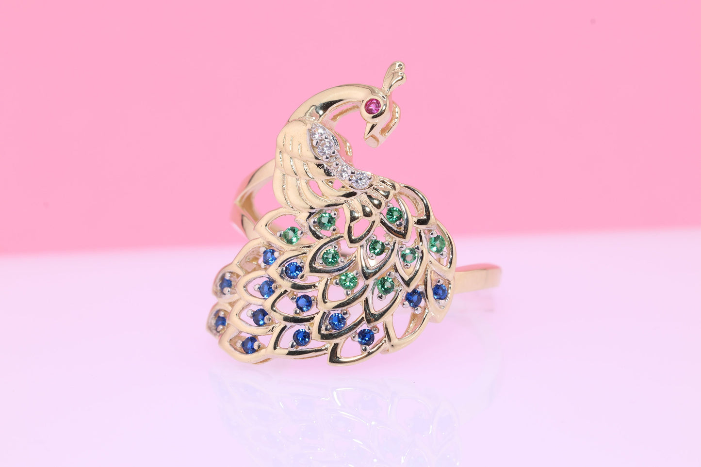 14k Solid Gold Peacock Ring D