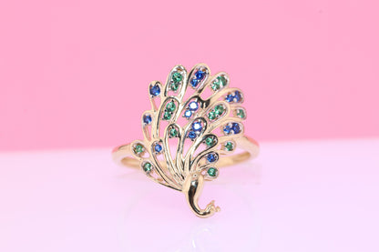 14k Solid Gold Peacock Ring B