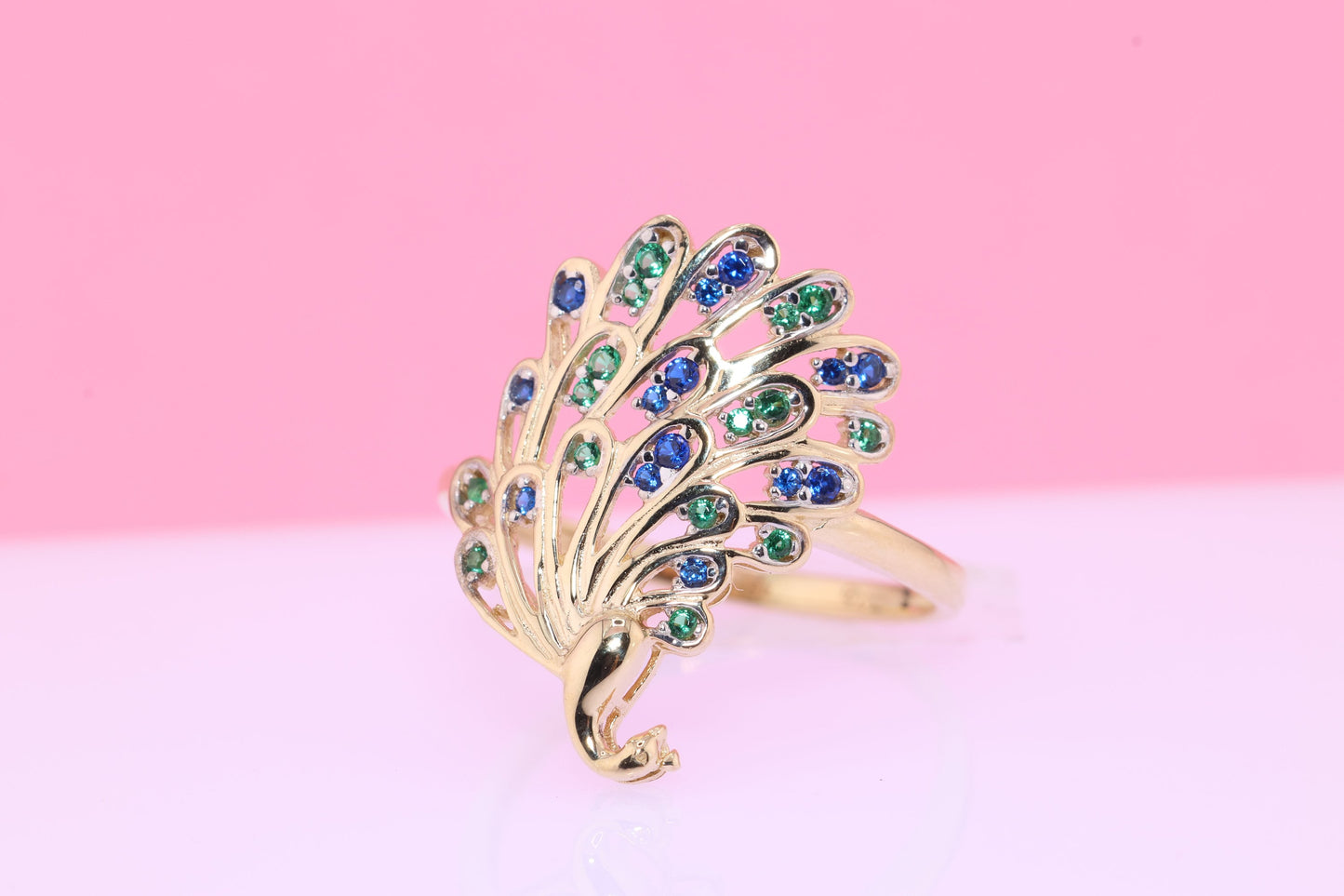 14k Solid Gold Peacock Ring B