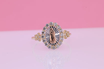 14k Solid Gold Virgin Mary Virgen Maria Lady Guadalupe Ring  D