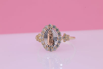 14k Solid Gold Virgin Mary Virgen Maria Lady Guadalupe Ring  D