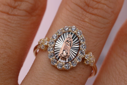 14k Solid Gold Virgin Mary Virgen Maria Lady Guadalupe Ring  D