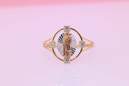 14k Solid Gold Virgin Mary Virgen Maria Lady Guadalupe Ring J