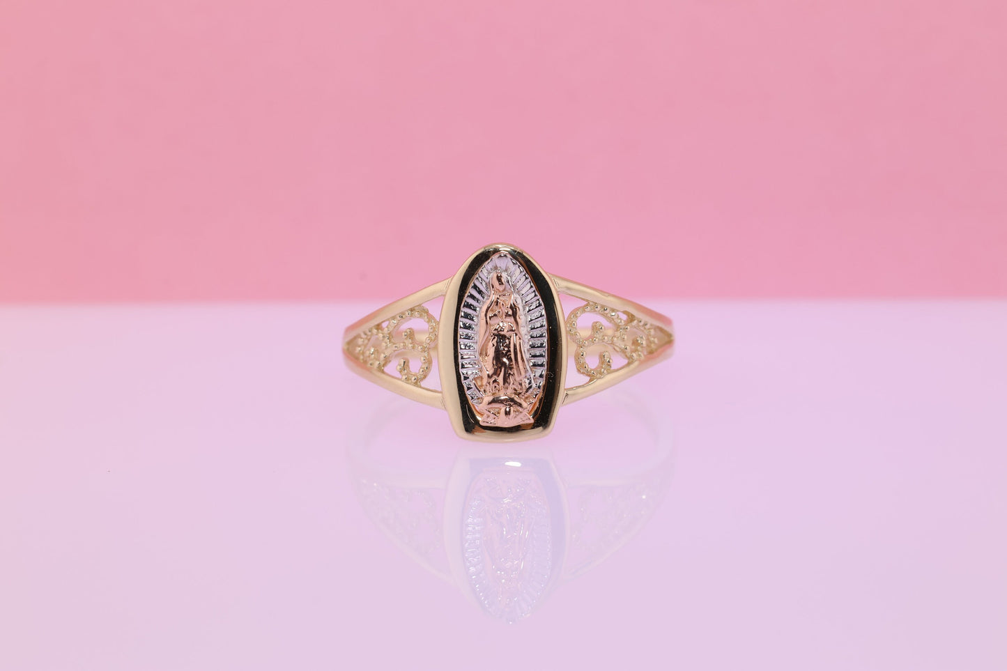 14k Solid Gold Virgin Mary Virgen Maria Lady Guadalupe Ring I