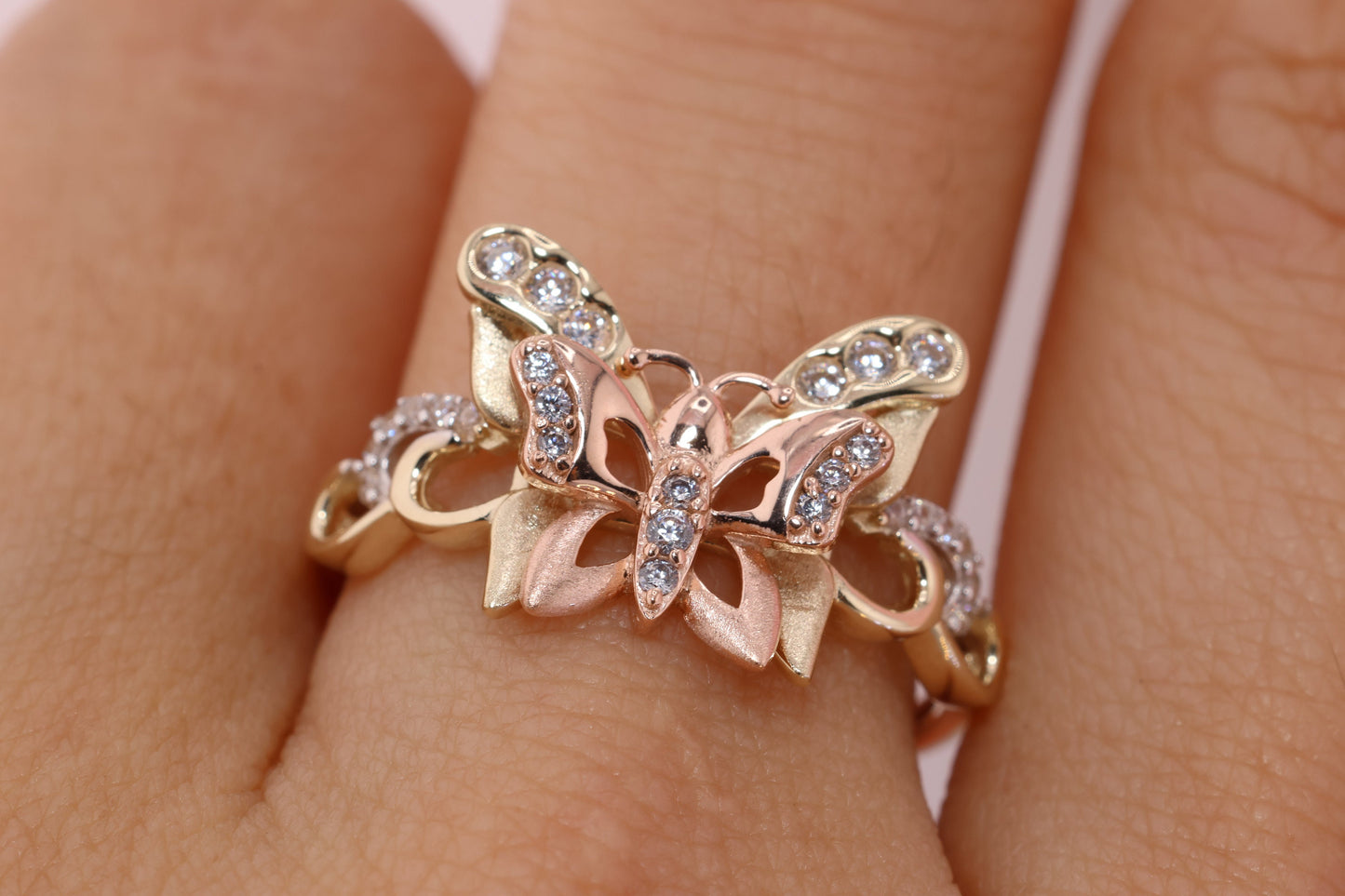 14k Two Tone Color Butterfly Ring I