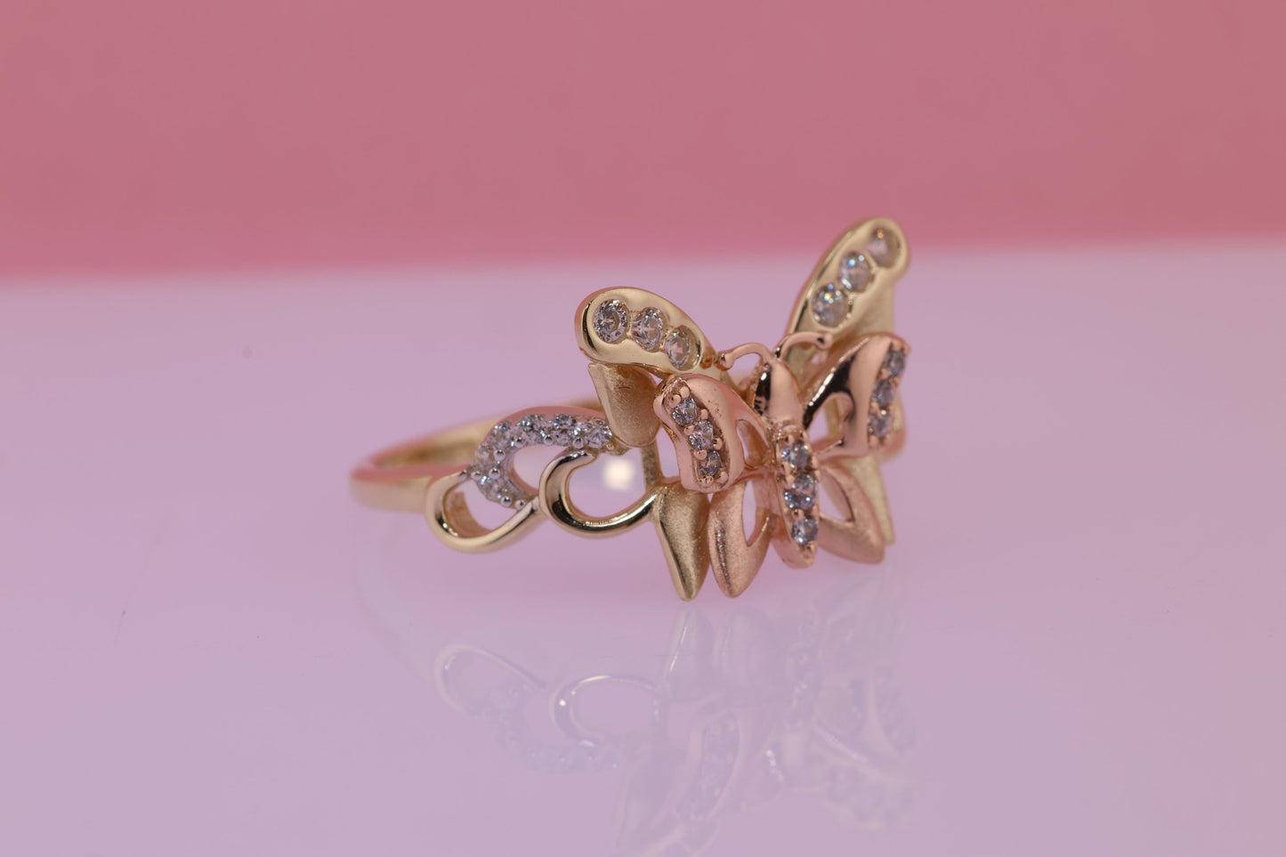 14k Two Tone Color Butterfly Ring I