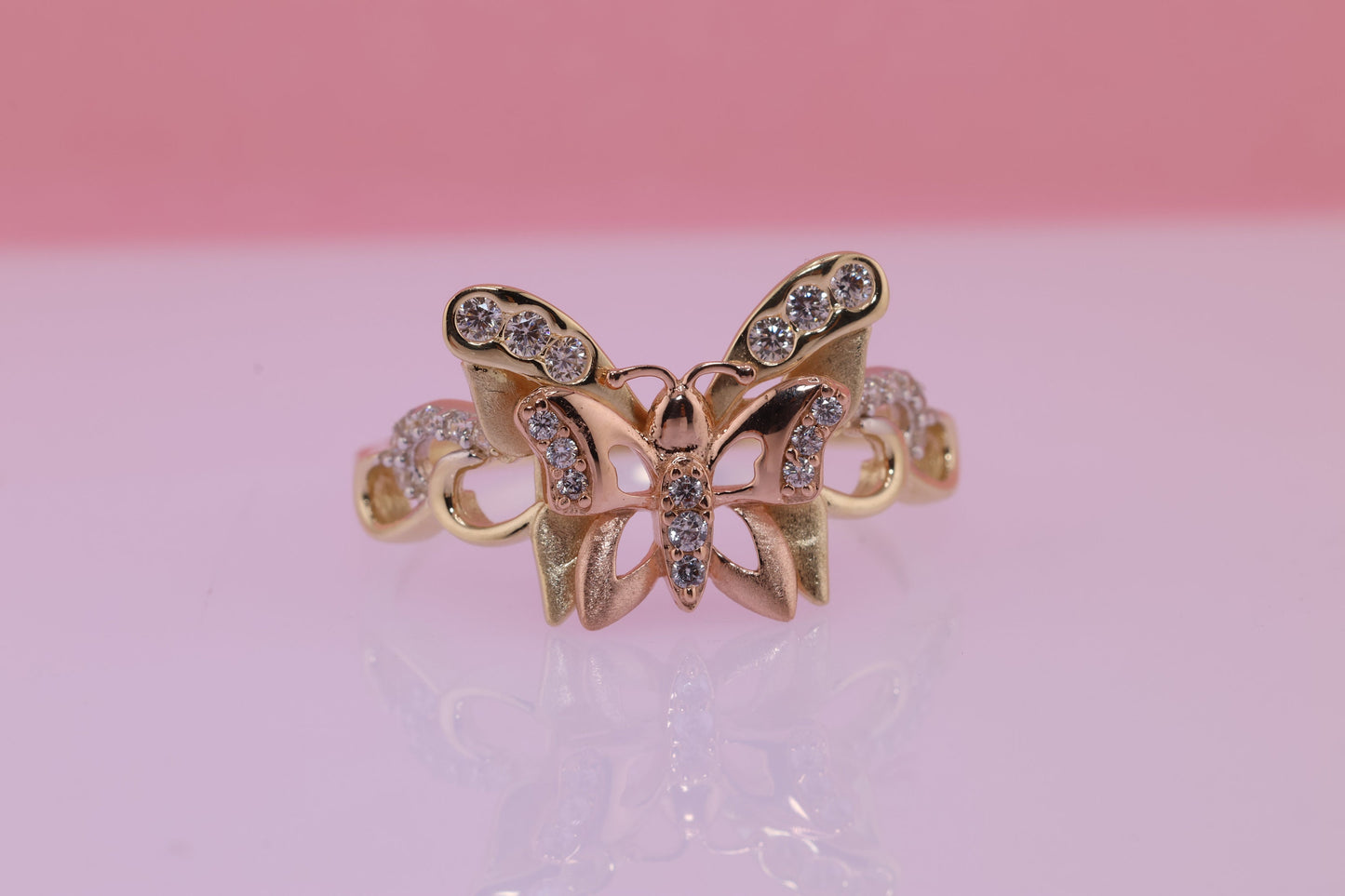 14k Two Tone Color Butterfly Ring I