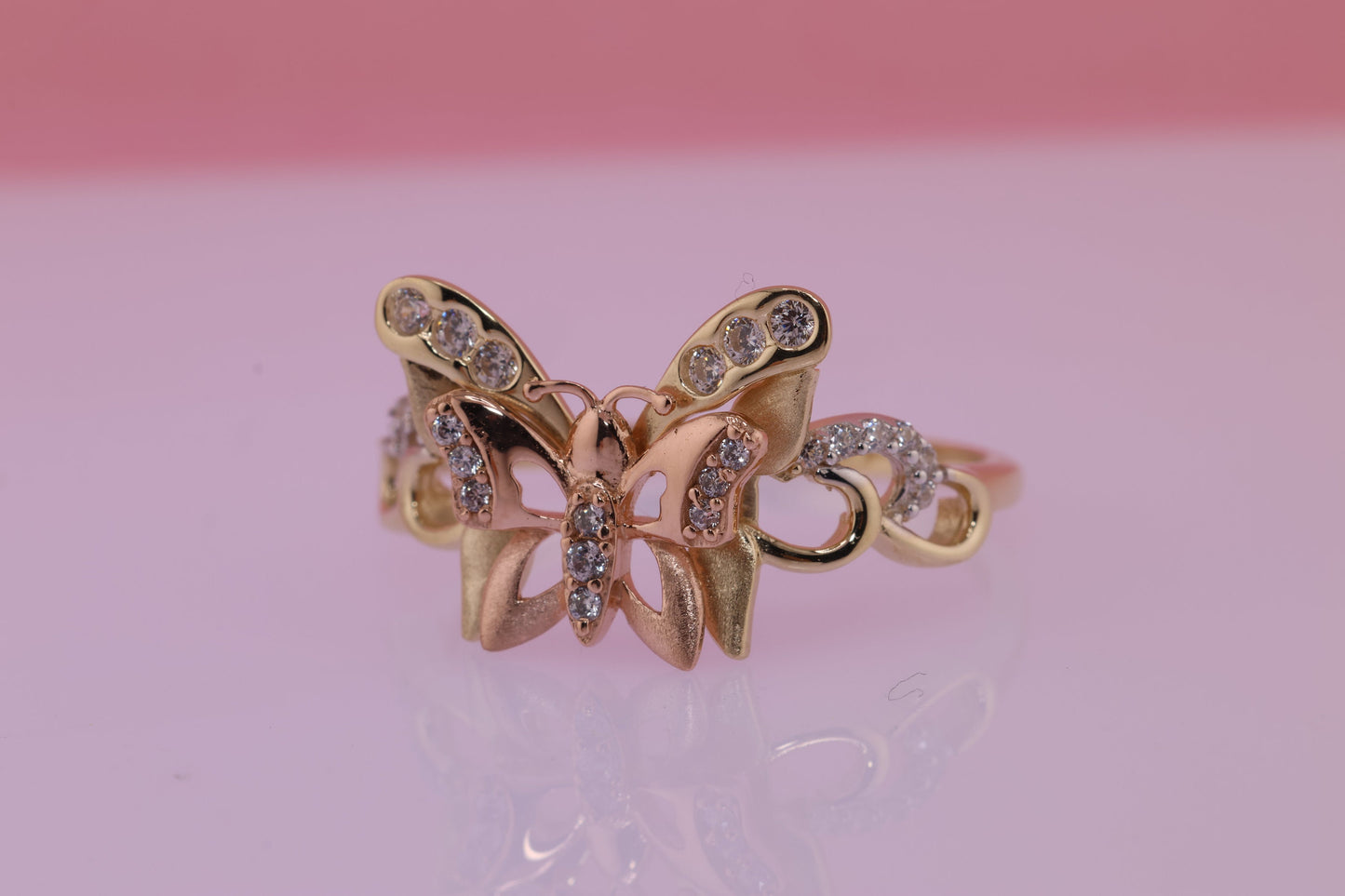 14k Two Tone Color Butterfly Ring I