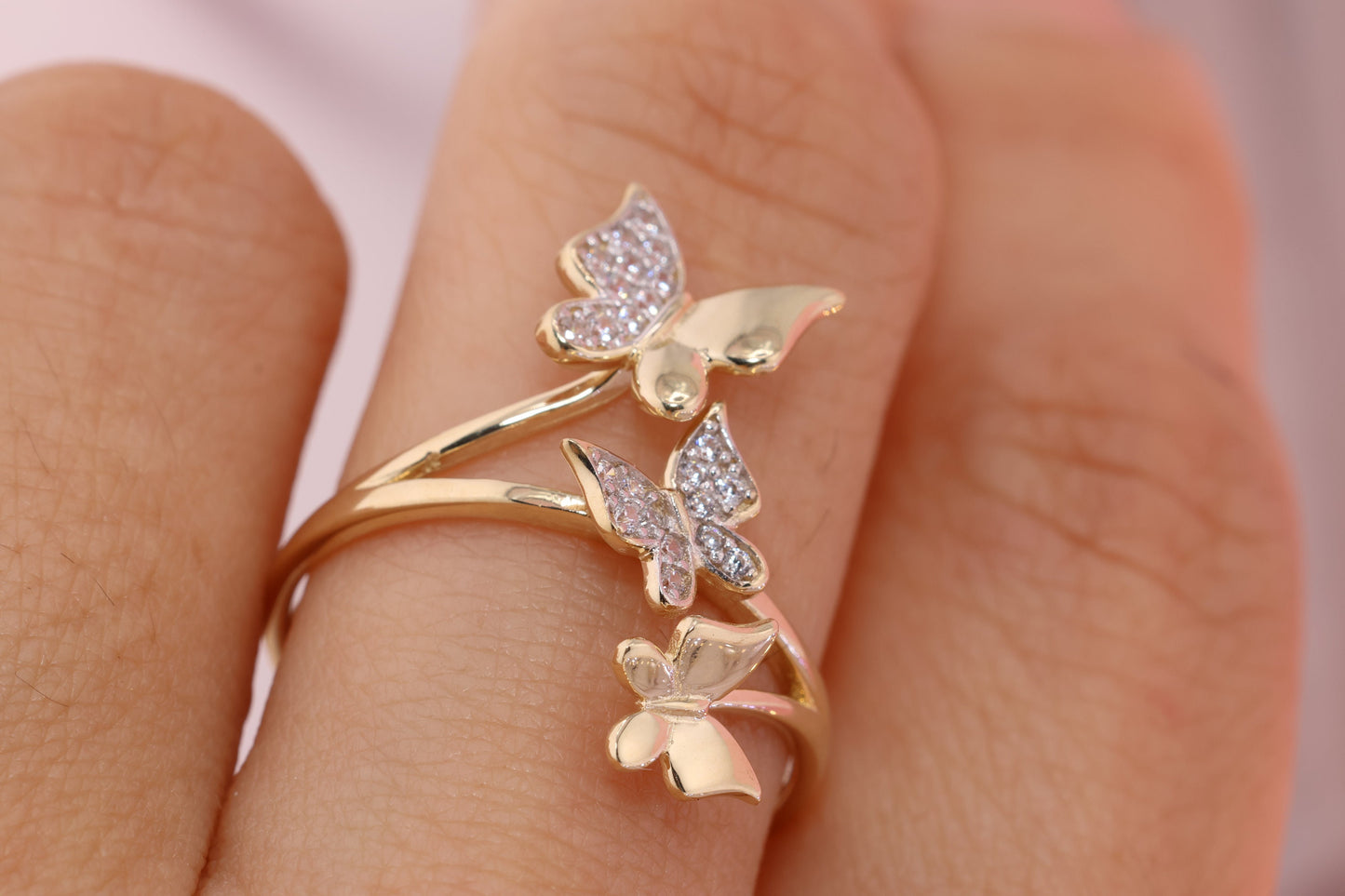 14k Two Tone Color Butterfly Ring H