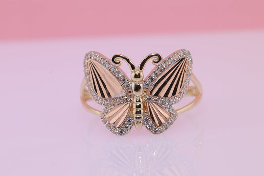 14k Two Tone Color Butterfly Ring G