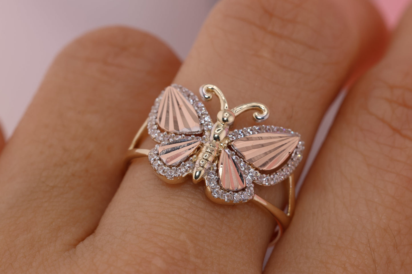 14k Two Tone Color Butterfly Ring G