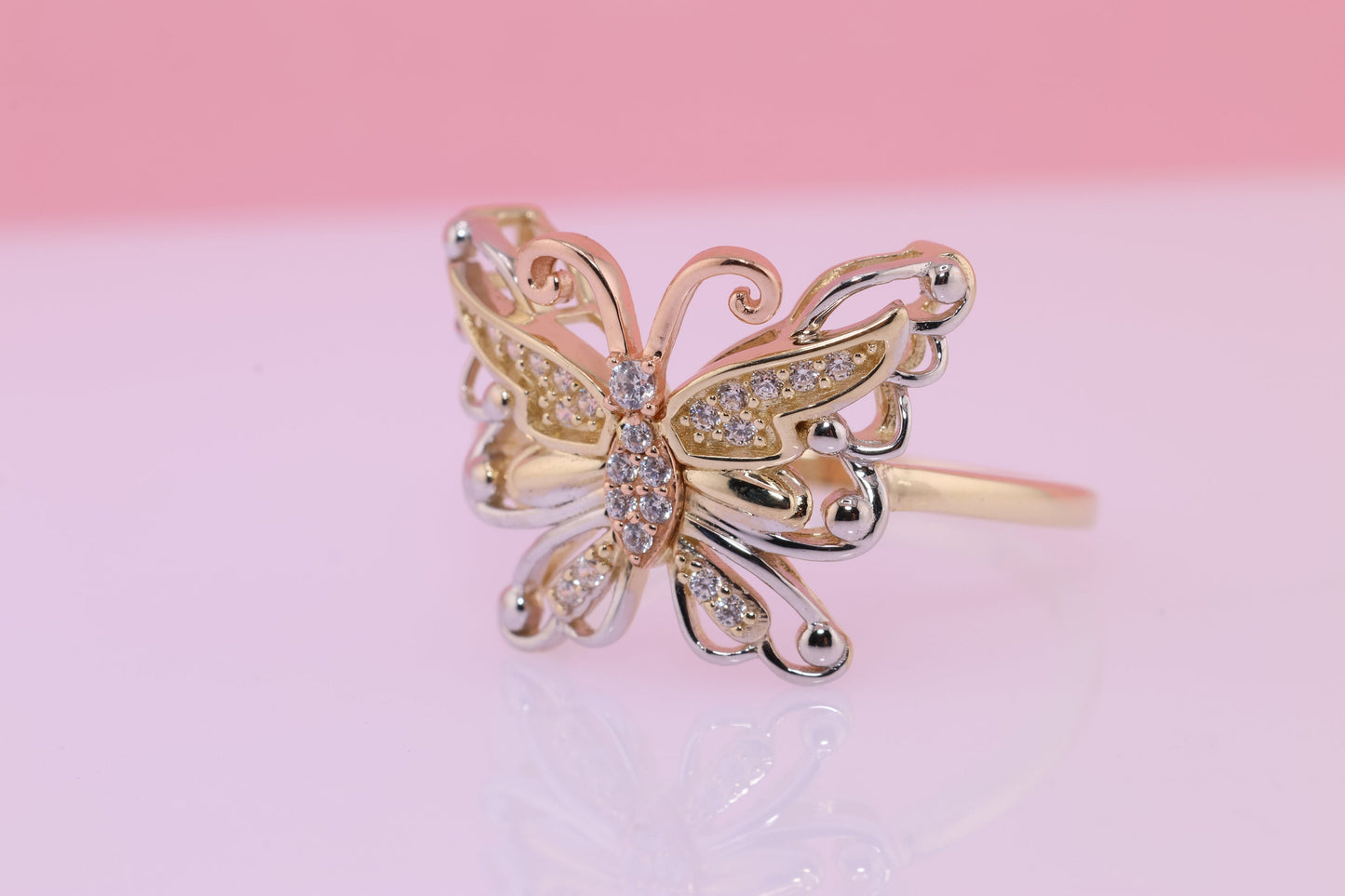 14k Two Tone Color Butterfly Ring F