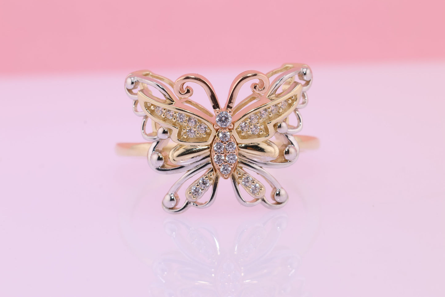 14k Two Tone Color Butterfly Ring F