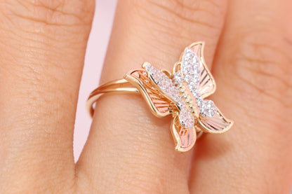 14k Two Tone Color Butterfly Ring D