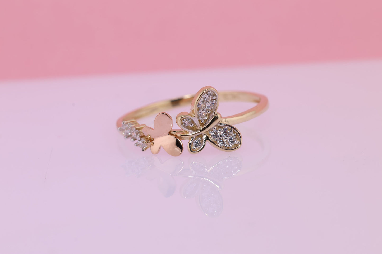 14k Two Tone Color Butterfly Ring B