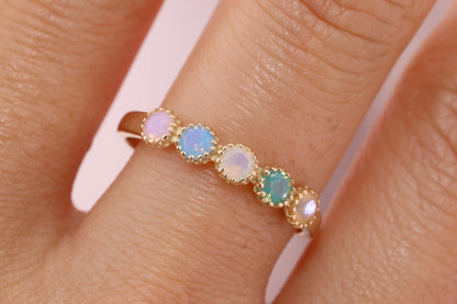 14K Gold Opal Colorful Ring