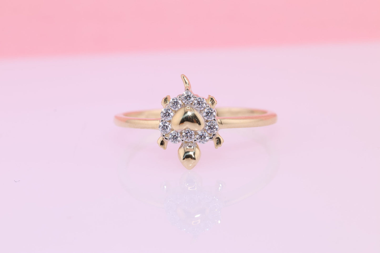 14k Gold Tiny Tortoise CZ Ring