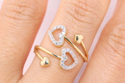 14k Solid Gold Heart CZ Ring A