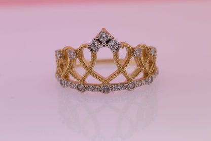 14k Gold Princess Tiara Princess Ring B