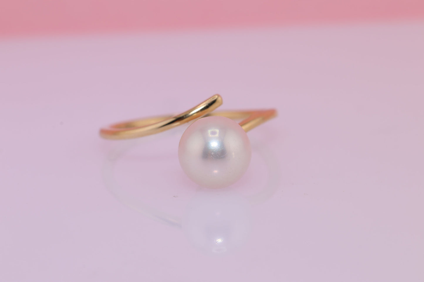 14K Gold Pearl Bypass Ring