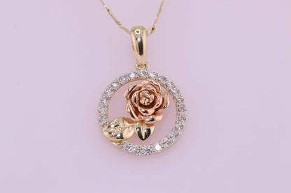 14k Pink Rose Gold CZ Pendant B