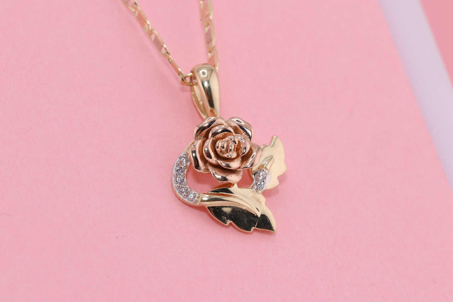 14k Pink Rose Gold CZ Pendant A