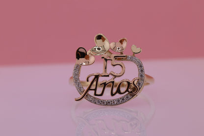 14K Gold 15 Anos Quinceanera Ring B