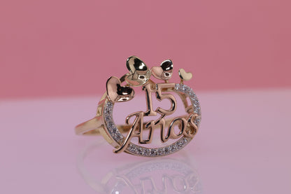 14K Gold 15 Anos Quinceanera Ring B