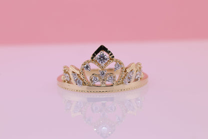 14K Gold 15 Anos Quinceanera Crown Ring M