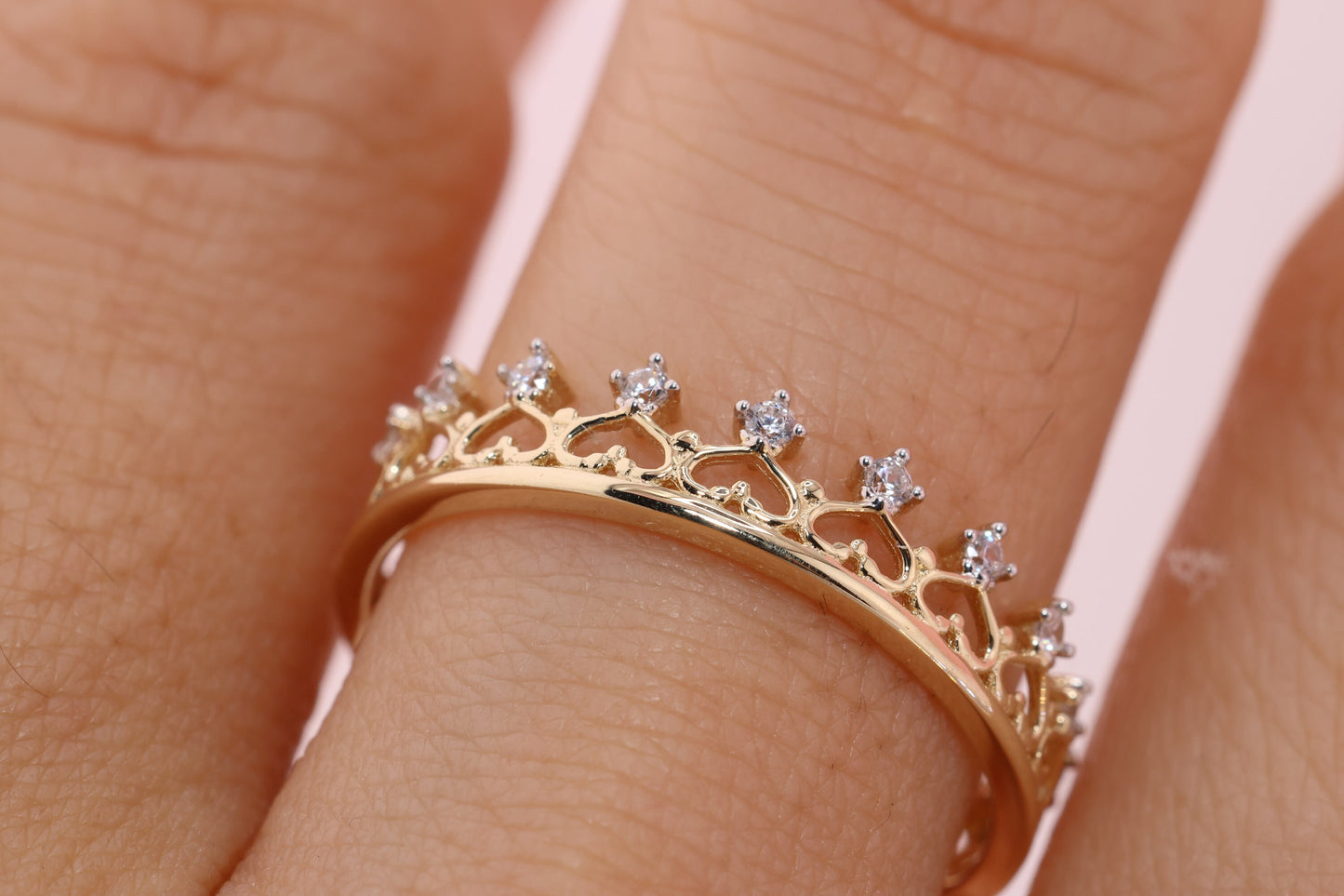 14K Gold 15 Anos Quinceanera Crown Ring L