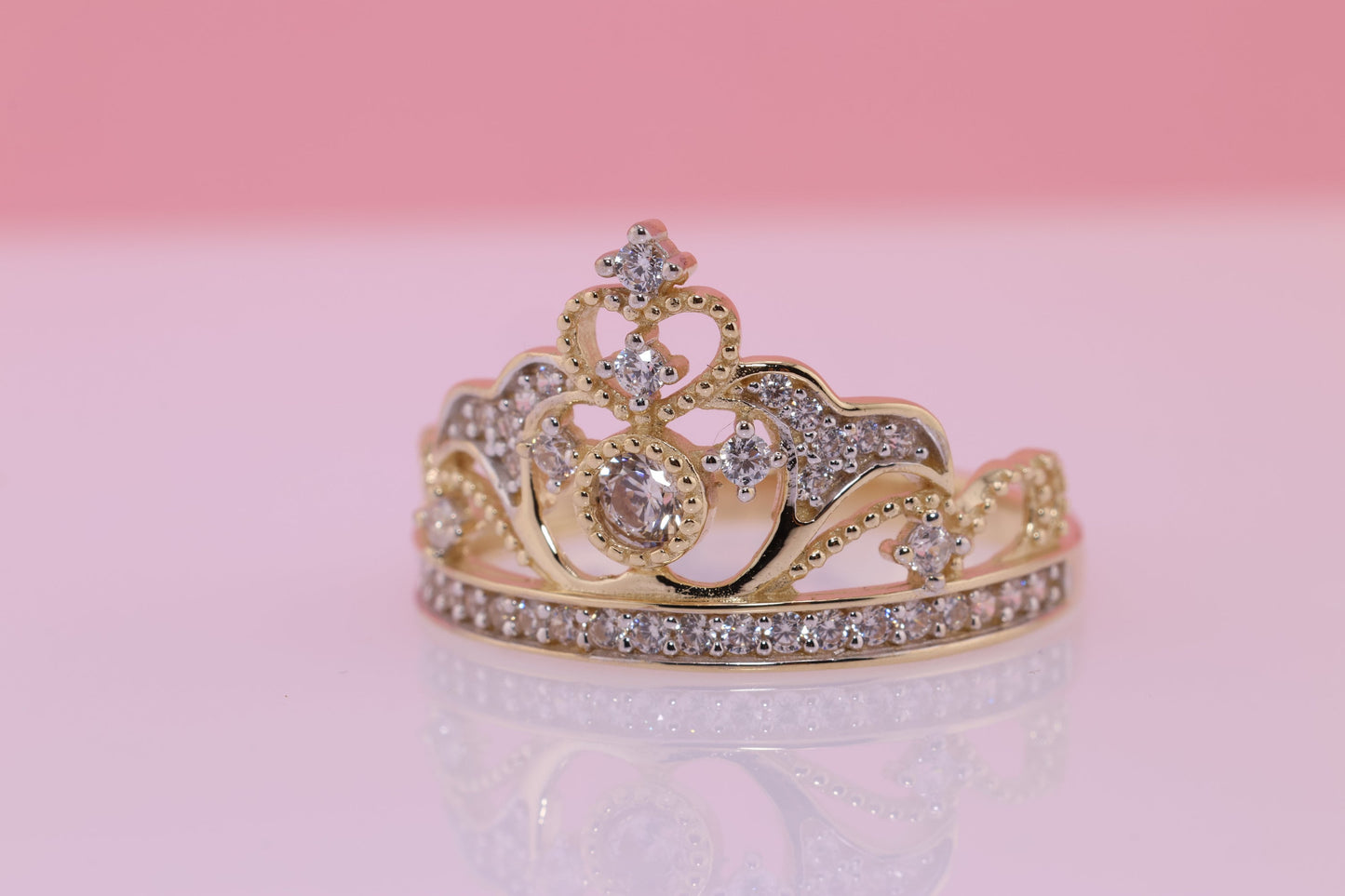 14K Gold 15 Anos Quinceanera Crown Ring G