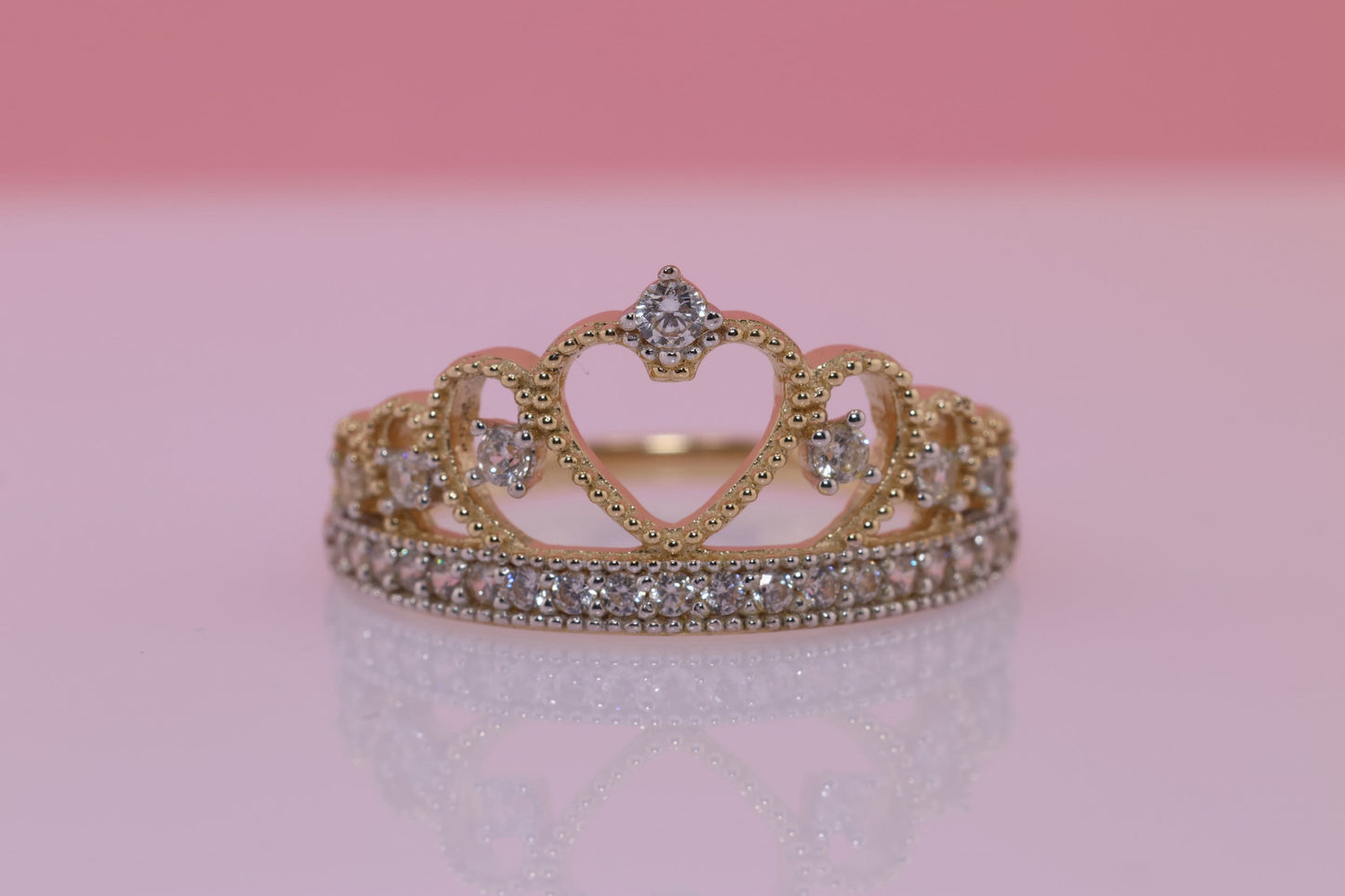 14K Gold 15 Anos Quinceanera Crown Ring F