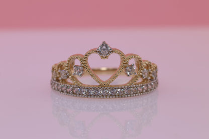 14K Gold 15 Anos Quinceanera Crown Ring F