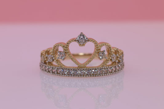 14K Gold 15 Anos Quinceanera Crown Ring F