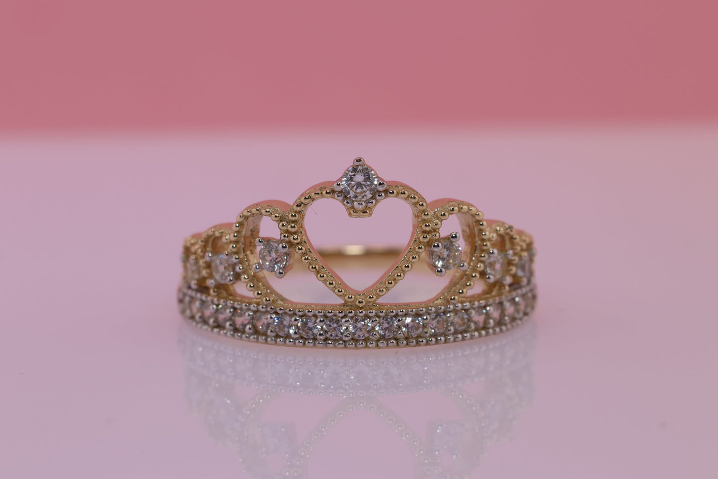 14K Gold 15 Anos Quinceanera Crown Ring F