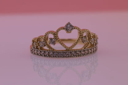 14K Gold 15 Anos Quinceanera Crown Ring F