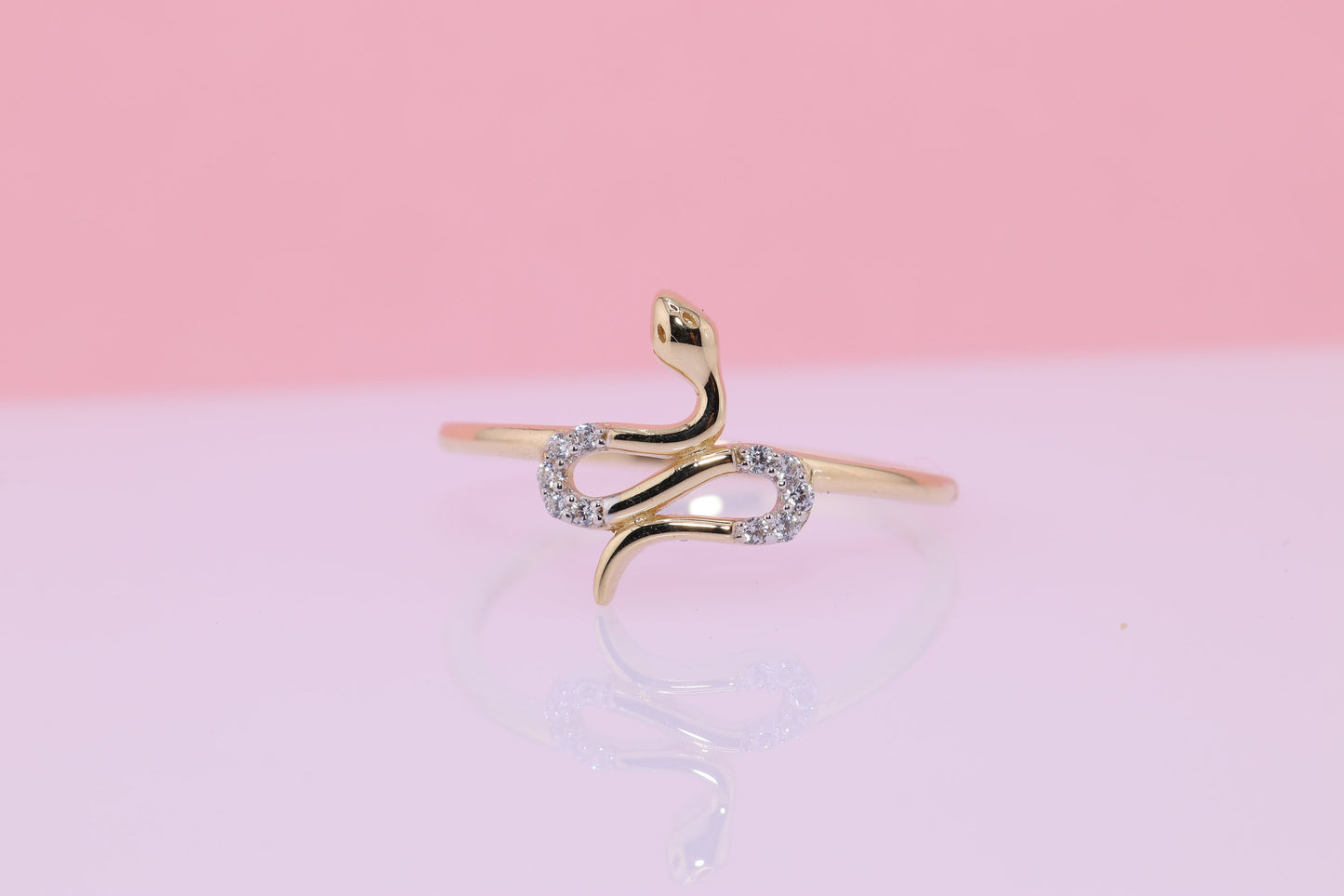 14K Solid Gold Snake Ring B