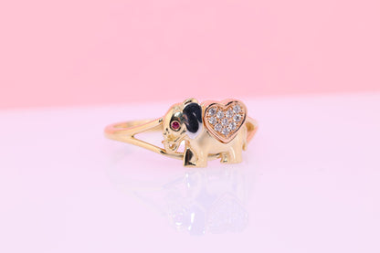 14k Gold Cubic Zirconia Elephant Ring E