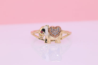 14k Gold Cubic Zirconia Elephant Ring E