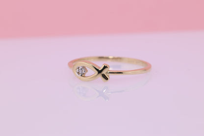 14k Solid Gold CZ Ring