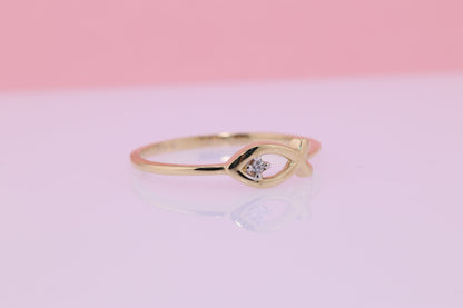 14k Solid Gold CZ Ring