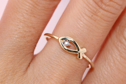 14k Solid Gold CZ Ring