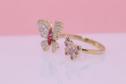 14k Pink CZ Butterfly Ring