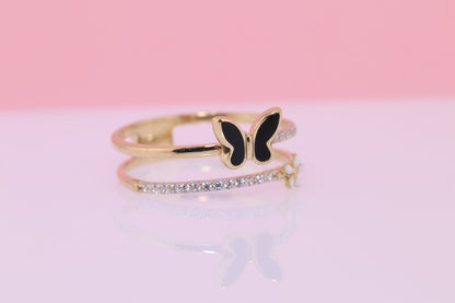 14k Enamel Butterfly Ring