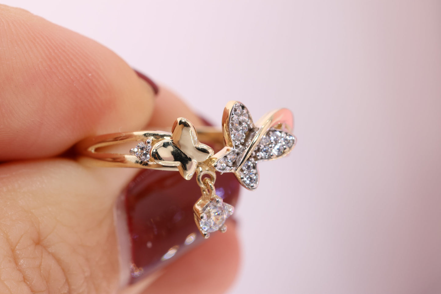 14k CZ Butterfly Ring G