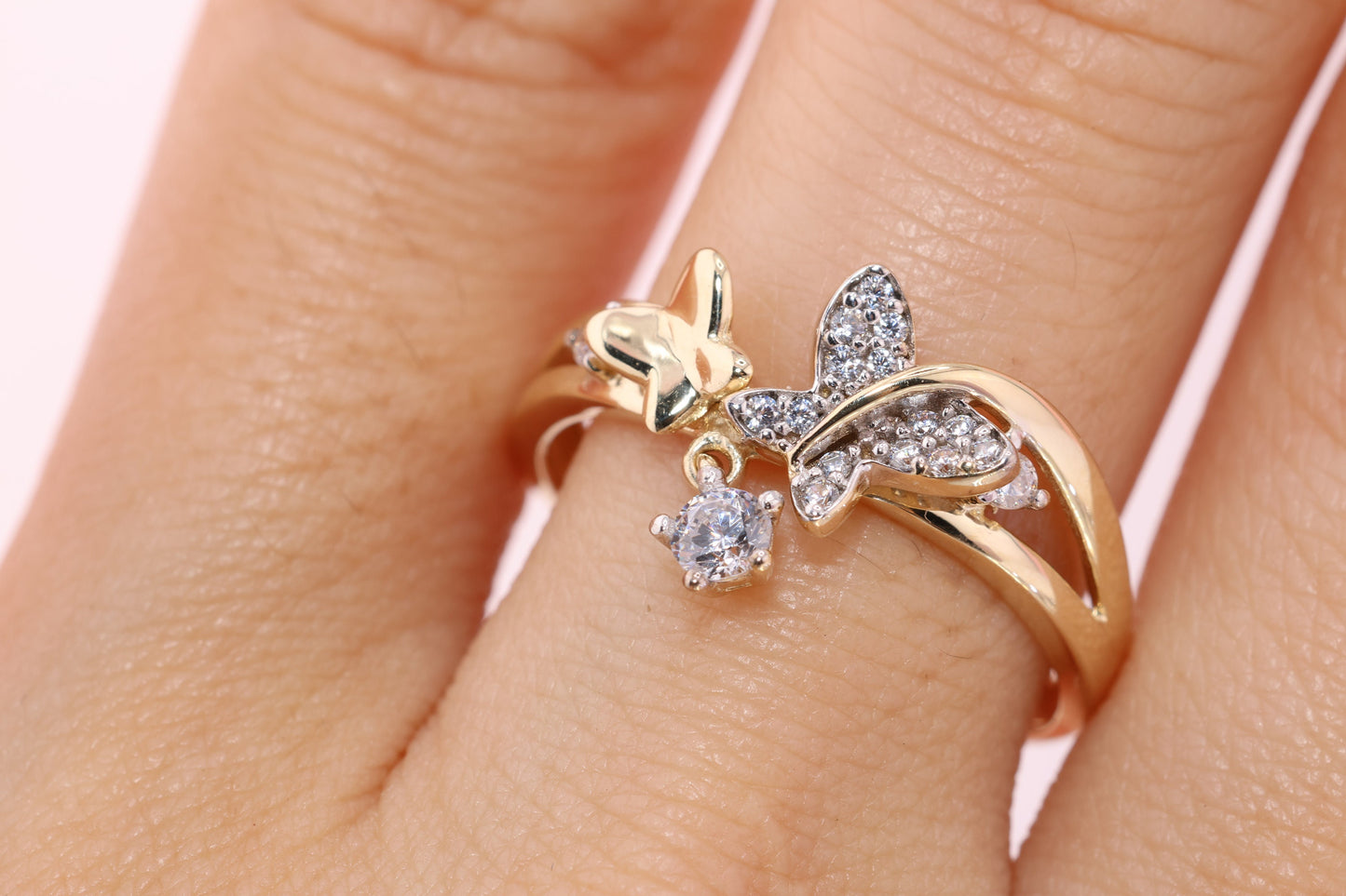 14k CZ Butterfly Ring G